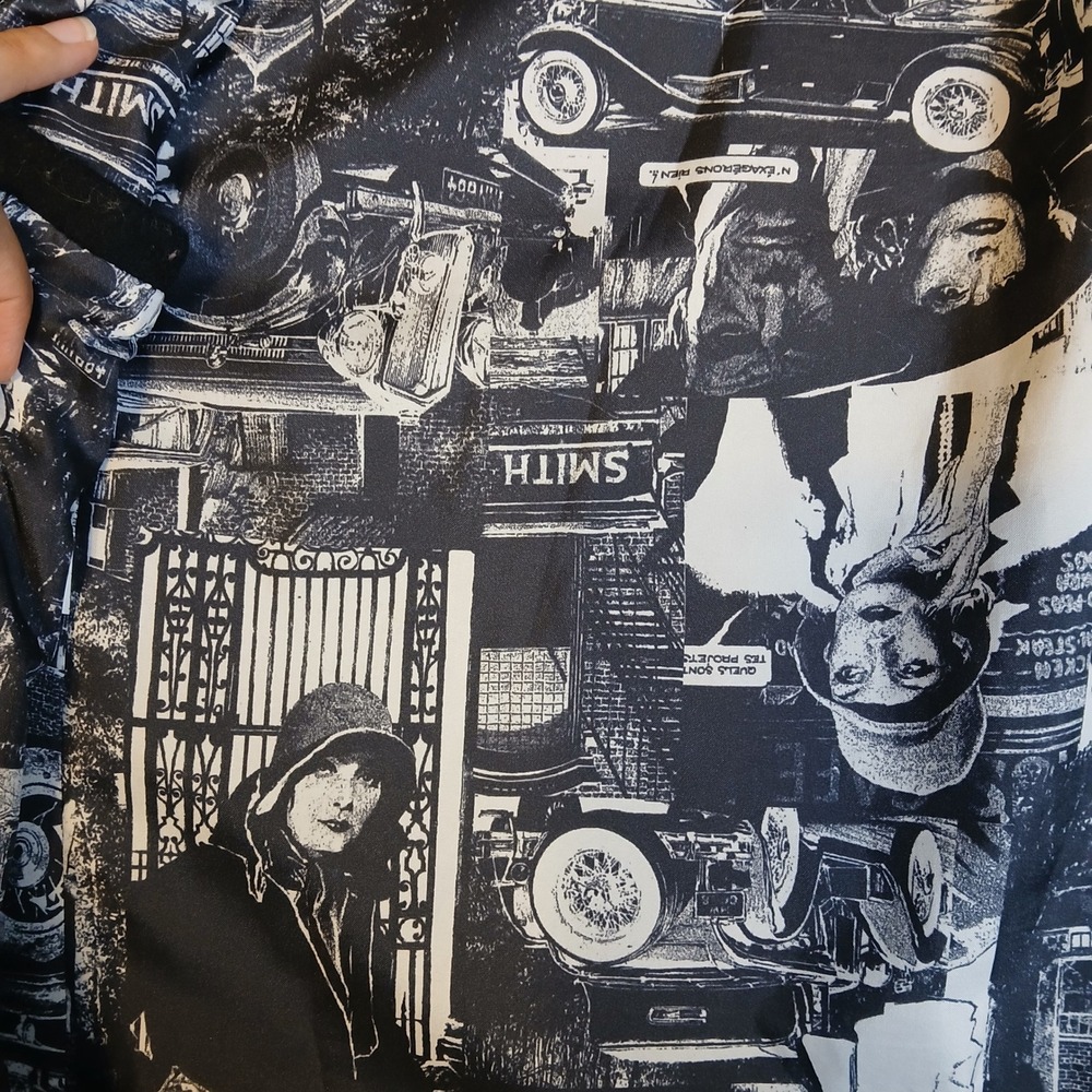 Alorna Black Wool Blend Car Coat Vintage Graphic Lining Made in USA Womens L - Picture 6 of 10